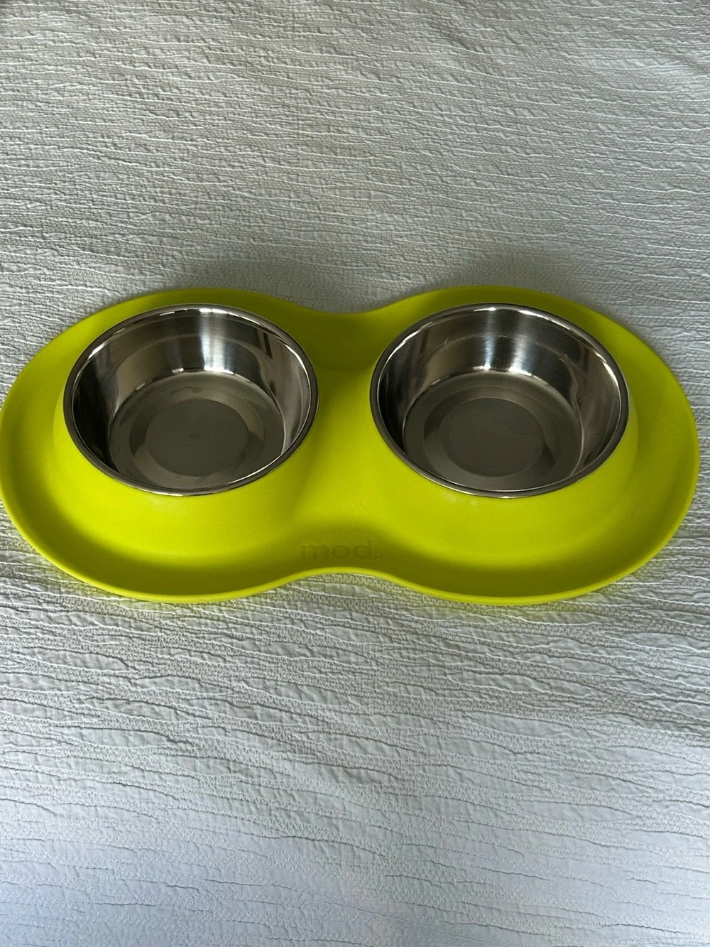 Mod -Double Stainless Steel Pet Bowls in Lime Yellow Stand